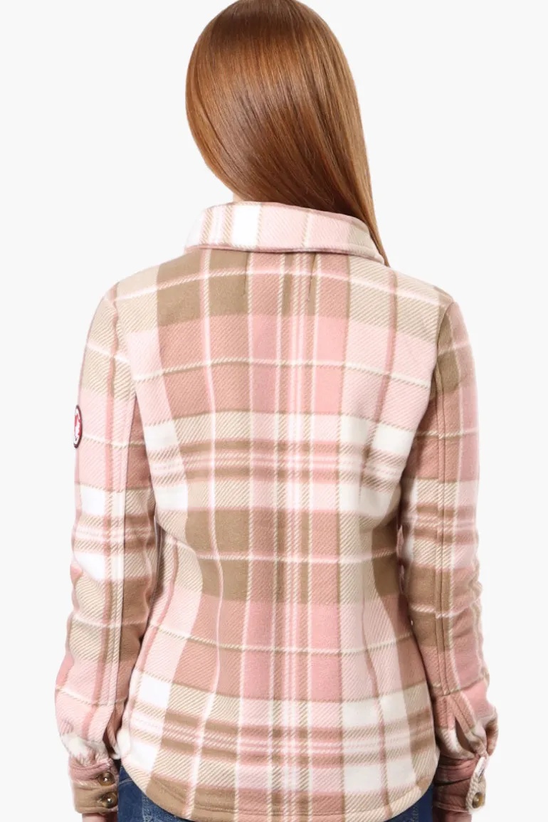Canada Weather Gear Button Up Fleece Lined Lightweight Jacket - Pink
