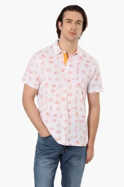 Canada Weather Gear Canadiana Pattern Polo Shirt - White