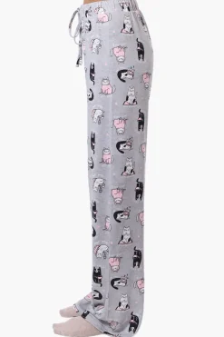 Canada Weather Gear Cat Pattern Wide Leg Pajama Pants - Grey