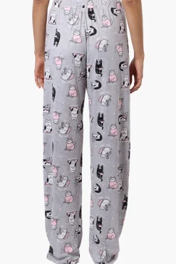 Canada Weather Gear Cat Pattern Wide Leg Pajama Pants - Grey
