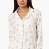 Canada Weather Gear Cats & Dogs Pattern Button Down Pajama Top - White