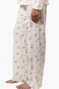 Canada Weather Gear Cats & Dogs Pattern Wide Leg Pajama Pants - White
