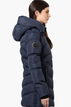 Canada Weather Gear Chevron Quilted Puffer Parka Jacket - Navy