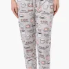 Canada Weather Gear Coffee Pattern Tie Waist Pajama Pants - White