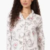 Canada Weather Gear Coffee Pattern Button Down Pajama Top - White
