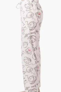 Canada Weather Gear Coffee Pattern Wide Leg Pajama Pants - White