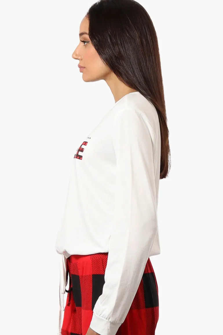 Canada Weather Gear Coffee Print Drawstring Pajama Top - White
