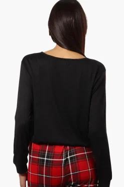 Canada Weather Gear Coffee Print Drawstring Pajama Top - Black