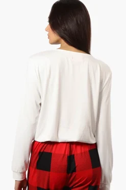Canada Weather Gear Coffee Print Drawstring Pajama Top - White
