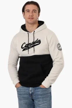 Canada Weather Gear Colour Block Chest Logo Hoodie - Cream