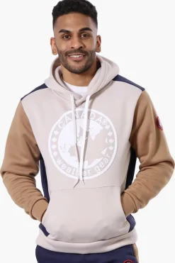 Canada Weather Gear Colour Block Chest Logo Hoodie - Beige