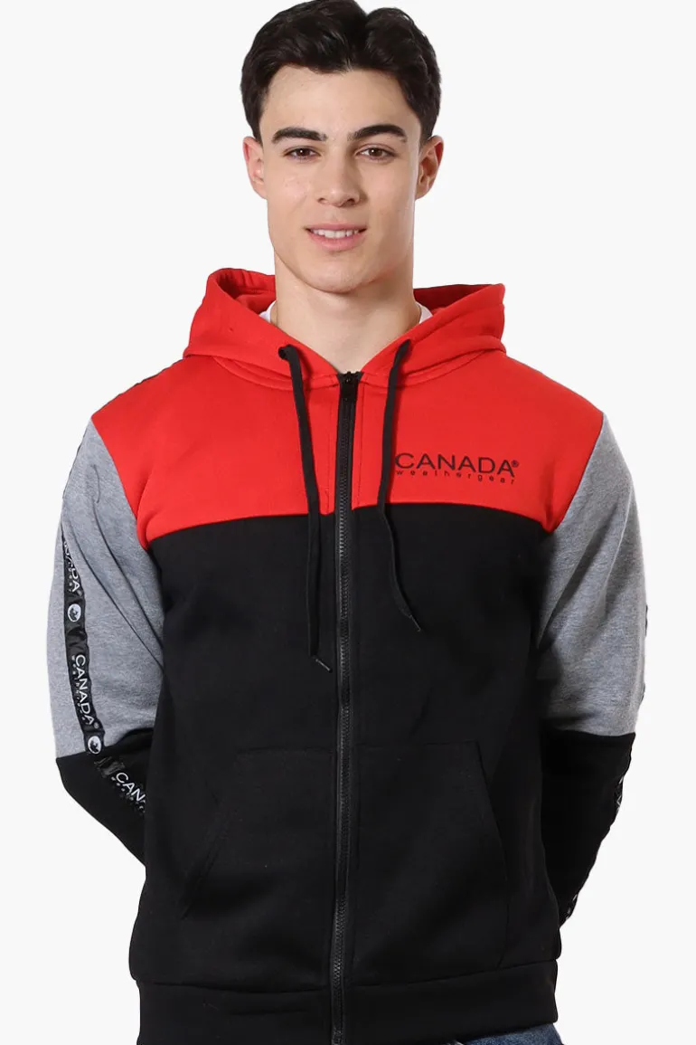 Canada Weather Gear Colour Block Sleeve Detail Hoodie - Red
