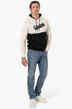 Canada Weather Gear Colour Block Chest Logo Hoodie - Cream