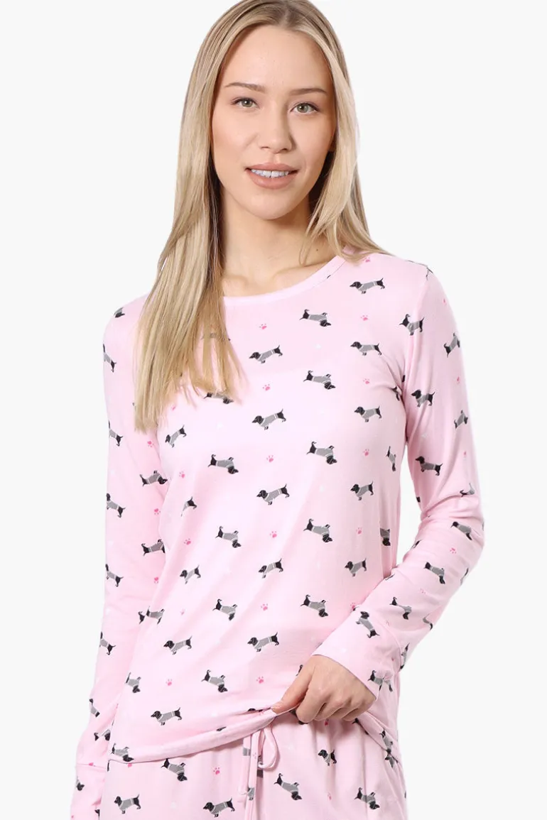 Canada Weather Gear Dachshund Pattern Pajama Top - Pink
