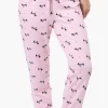 Canada Weather Gear Dachshund Pattern Tie Waist Pajama Pants - Pink