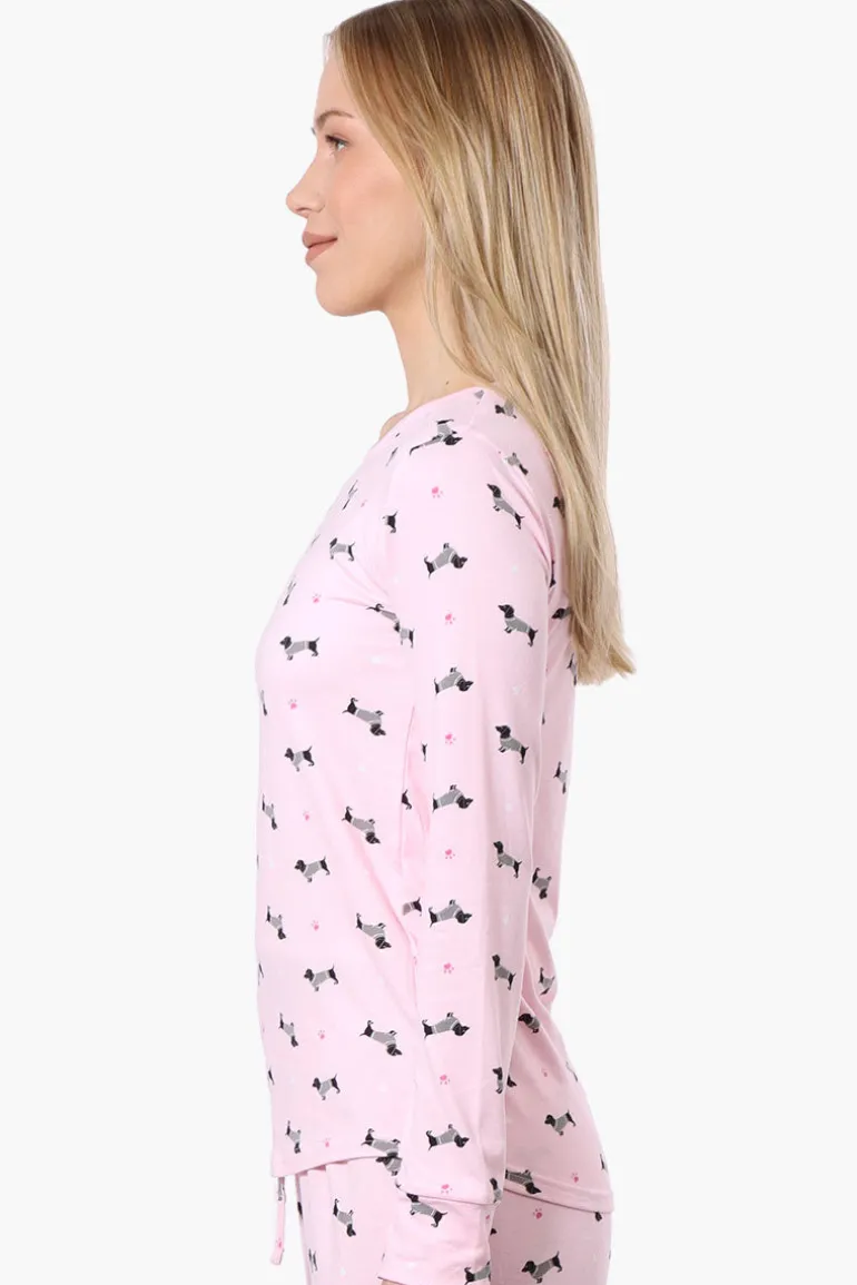 Canada Weather Gear Dachshund Pattern Pajama Top - Pink