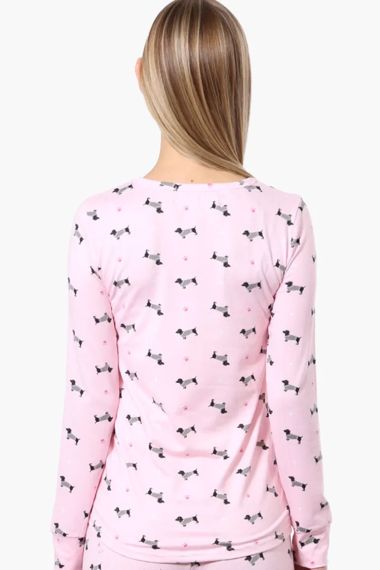Canada Weather Gear Dachshund Pattern Pajama Top - Pink