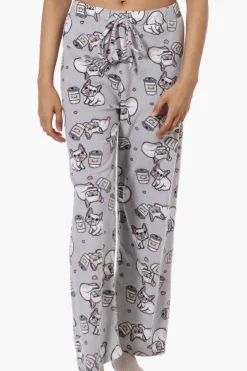 Canada Weather Gear Dog Pattern Wide Leg Pajama Pants - Grey