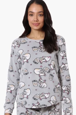 Canada Weather Gear Dog Pattern Pajama Top - Grey