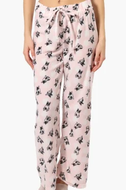 Canada Weather Gear Dog Pattern Wide Leg Pajama Pants - Pink