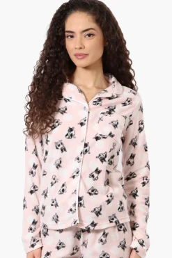 Canada Weather Gear Dog Pattern Button Down Pajama Top - Pink