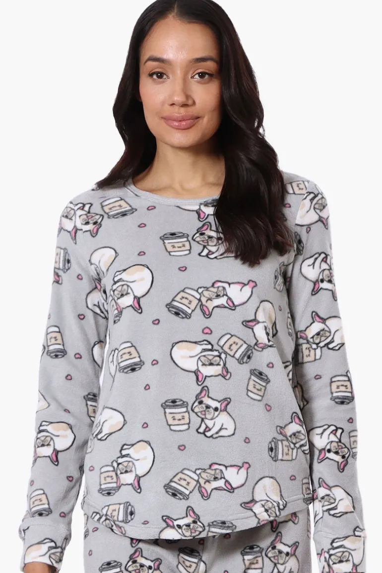 Canada Weather Gear Dog Pattern Pajama Top - Grey