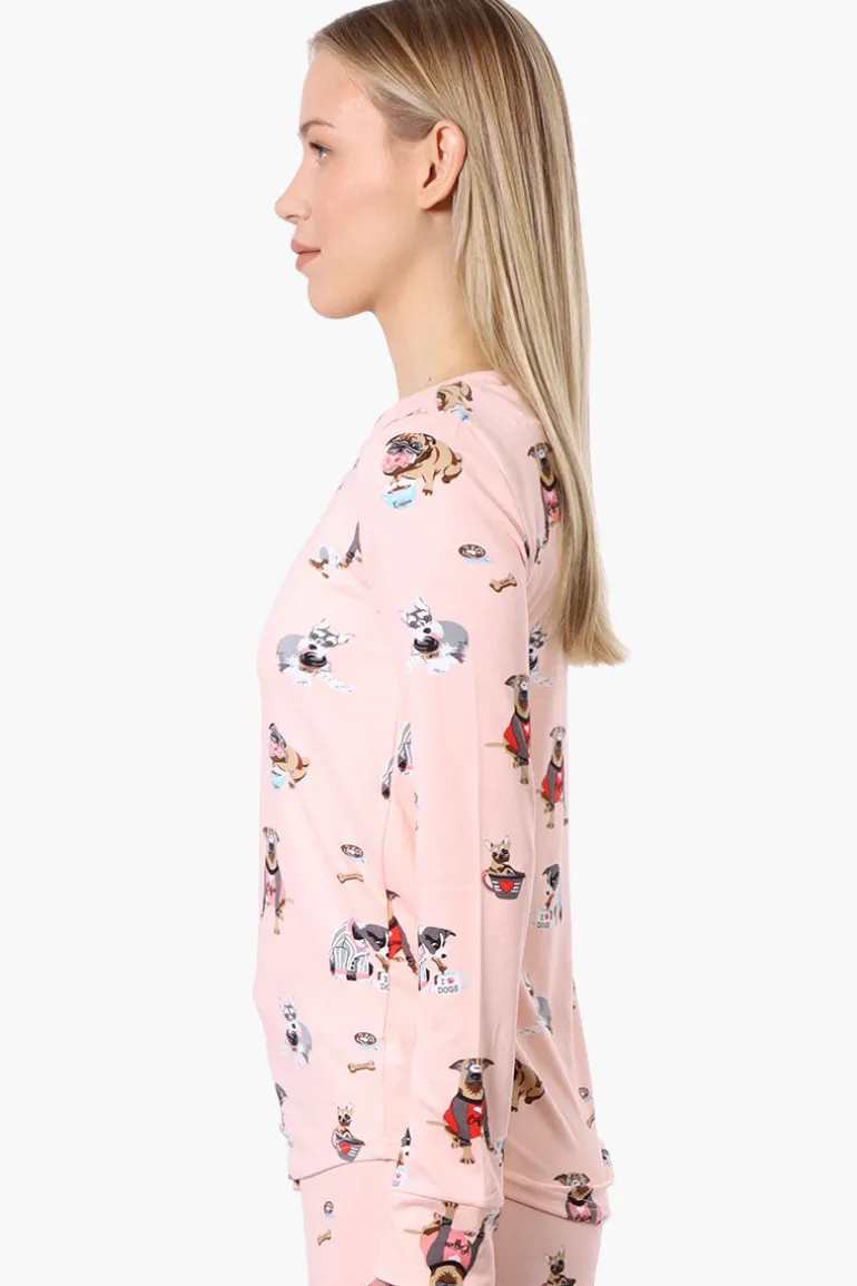 Canada Weather Gear Dog Pattern Pajama Top - Pink