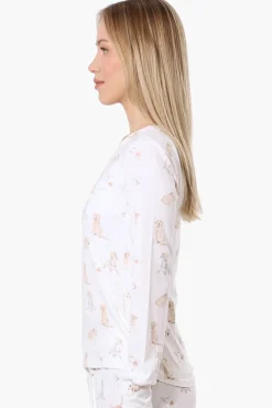 Canada Weather Gear Dog Pattern Pajama Top - White