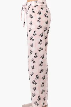 Canada Weather Gear Dog Pattern Wide Leg Pajama Pants - Pink