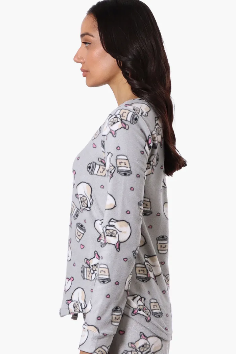 Canada Weather Gear Dog Pattern Pajama Top - Grey