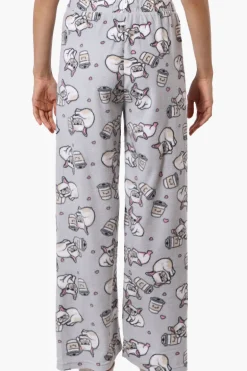 Canada Weather Gear Dog Pattern Wide Leg Pajama Pants - Grey