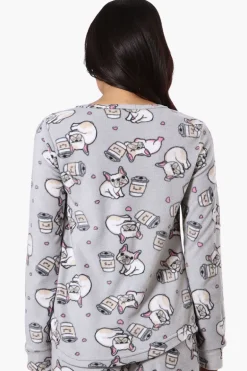 Canada Weather Gear Dog Pattern Pajama Top - Grey