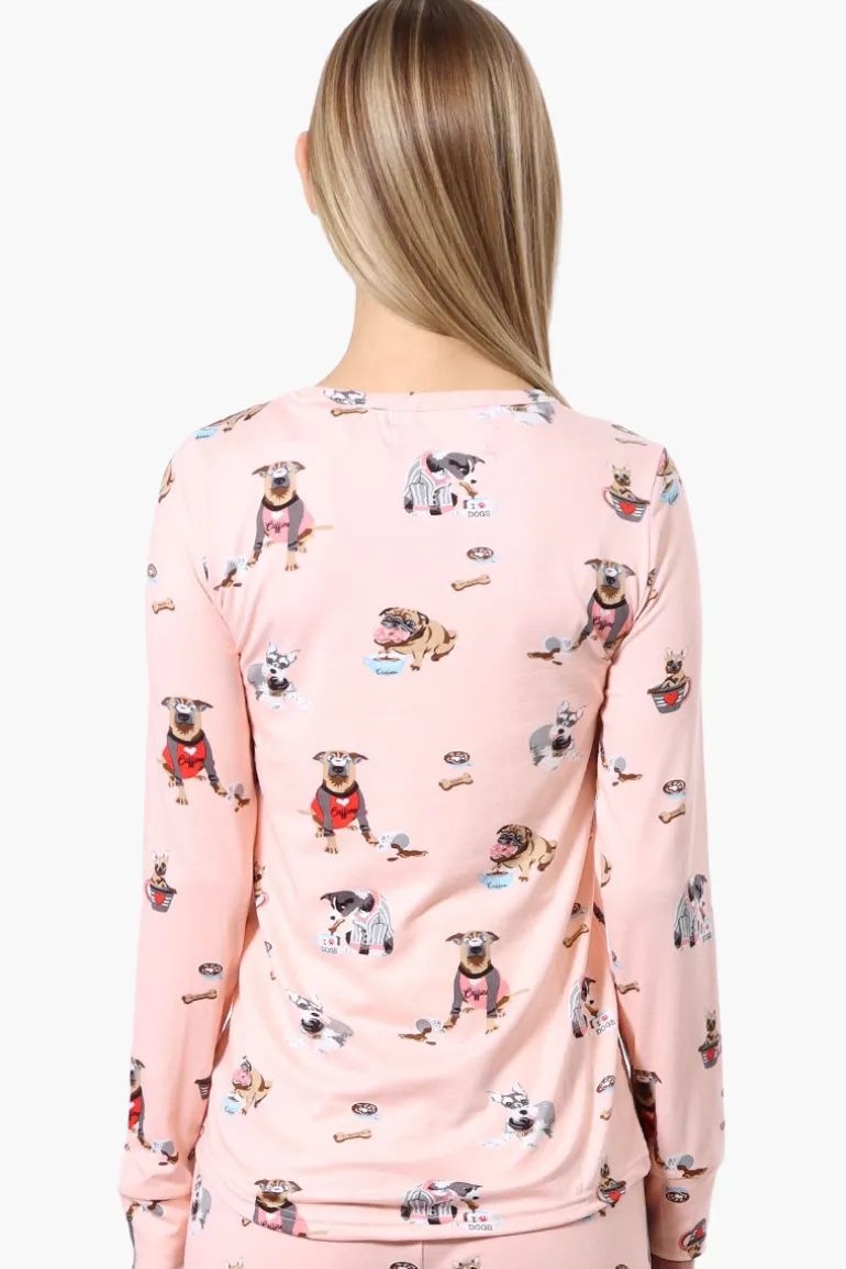 Canada Weather Gear Dog Pattern Pajama Top - Pink