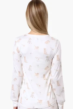 Canada Weather Gear Dog Pattern Pajama Top - White