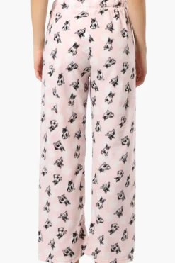 Canada Weather Gear Dog Pattern Wide Leg Pajama Pants - Pink