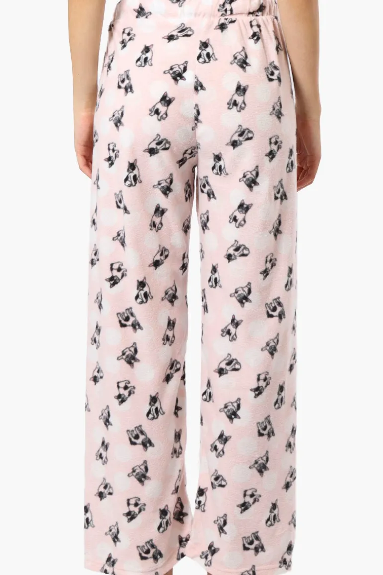 Canada Weather Gear Dog Pattern Wide Leg Pajama Pants - Pink