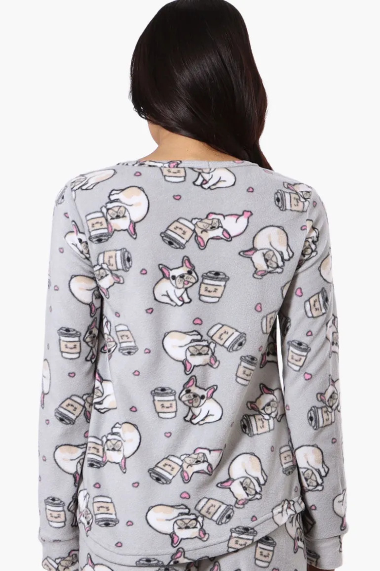 Canada Weather Gear Dog Pattern Pajama Top - Grey