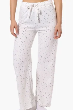 Canada Weather Gear Dotted Pattern Wide Leg Pajama Bottoms - White