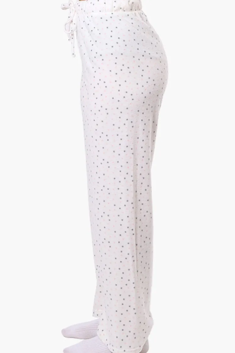 Canada Weather Gear Dotted Pattern Wide Leg Pajama Bottoms - White