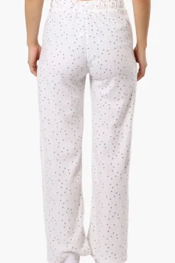 Canada Weather Gear Dotted Pattern Wide Leg Pajama Bottoms - White