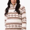 Canada Weather Gear Fair Isle Pattern 1/4 Zip Pullover Sweater - Brown