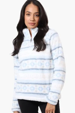 Canada Weather Gear Fair Isle Pattern 1/4 Zip Pullover Sweater - Blue