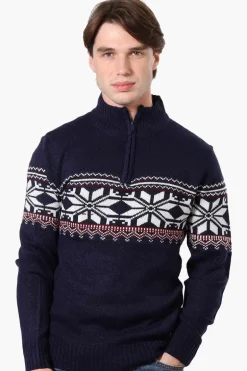 Canada Weather Gear Fair Isle Pattern Pullover Sweater - Navy