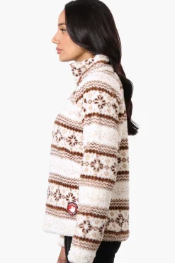 Canada Weather Gear Fair Isle Pattern 1/4 Zip Pullover Sweater - Brown