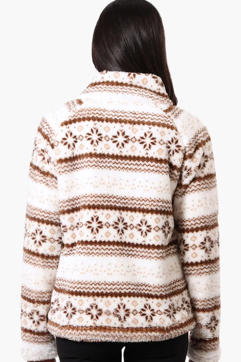Canada Weather Gear Fair Isle Pattern 1/4 Zip Pullover Sweater - Brown