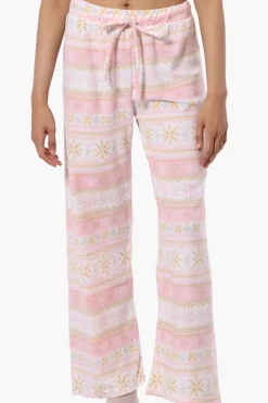 Canada Weather Gear Festive Pattern Wide Leg Pajama Pants - Blush