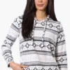 Canada Weather Gear Festive Pattern Hooded Pajama Top - White
