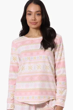 Canada Weather Gear Festive Pattern Pajama Top - Blush