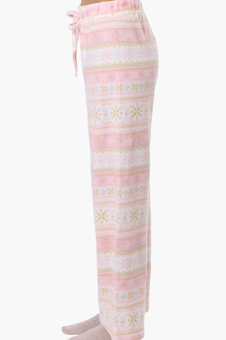 Canada Weather Gear Festive Pattern Wide Leg Pajama Pants - Blush