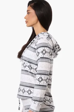 Canada Weather Gear Festive Pattern Hooded Pajama Top - White